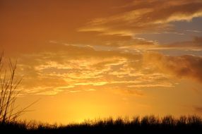 yellow orange afterglow of sunset