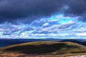 bright blue sky over the mountains in Sweden