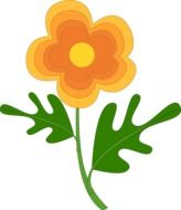 Beautiful colorful flower with the leaves clipart