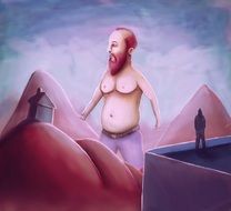 modern painting with man