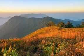 panorama of nature and mountains in Phuchifa nature reserve in Thailand