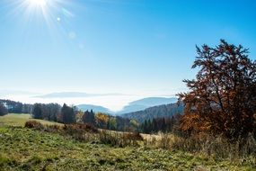 sunny Mountains Autumn Panorama