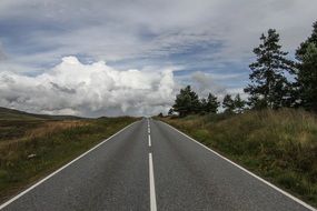 straight asphalt road in scotland