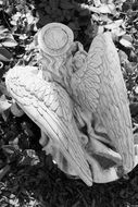 Black And White Photo Of The Beautiful Statue Of Angel