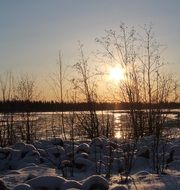winter sunny day on the Tanana River in Alaska