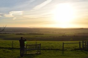 Landscape of winter sun over countryside