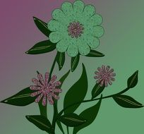 painted pink green flowers as an illustration