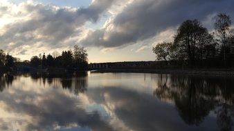 panorama of the evening lake