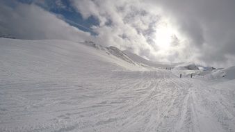 ski slope in alpine mountains