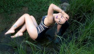 sensual model in the creek