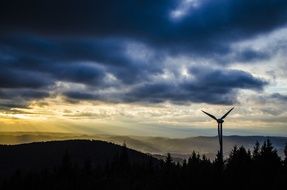 wind turbine on the evening sky background