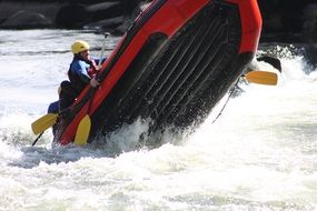 Adventure on the boat in the water stream