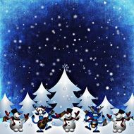 Scene Funny Snowman drawing