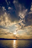 evening clouds reflected in the lake