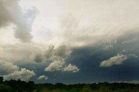 thunderclouds in the sky at dusk