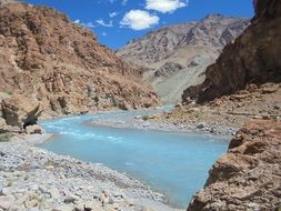 blue river among high mountains