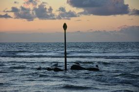 depth indicator on the seashore