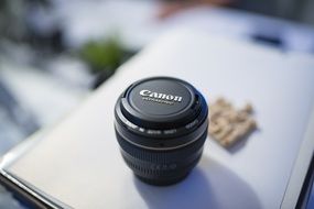 35mm Canon lens on a white surface