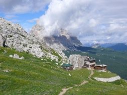 houses on the green hillside