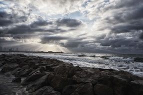sea, cliffs and cloudy sky landscape