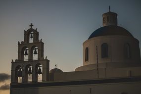 church with bells at dusk