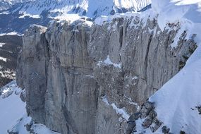 panorama of the rock wall in the alps