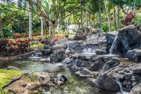 Resort Waterfall Garden Rock