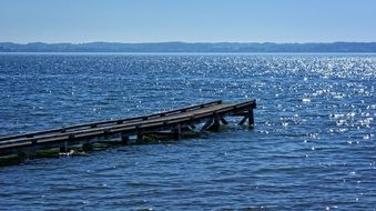 boardwalk on the calm chiemsee lake