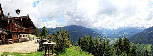 wooden cottage on a mountainside in Austria