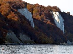 white cliffs on the shore of the island of Rugen in the Baltic Sea