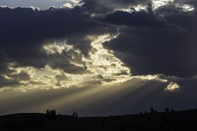 twilight rays over the valley in yellowstone national park