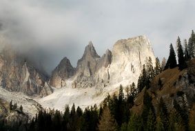 distant view of dolmites in italy