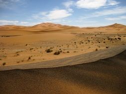 Landscape of the beautiful structure of a sandy desert in Morocco