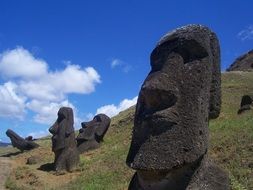 giant stone sculptures on Easter Island, chile