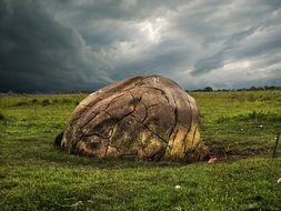 Landscape of rock on a field