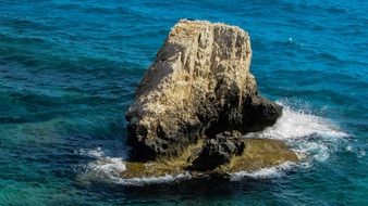 rock in the water of the sea in cyprus