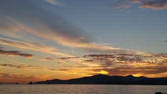 Landscape of ocean at the sunset