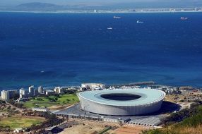 distant view of Cape Town Stadium at sea, south africa