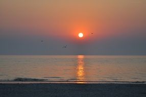 sunset on the lake horizon