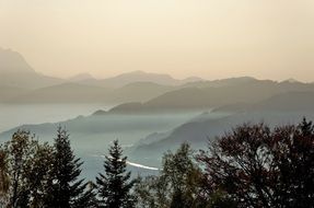 Landscape with the autumn sky on Rhine Valley