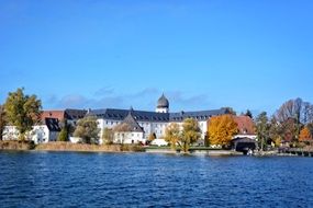 distant view of the female benedictine monastery in bavaria