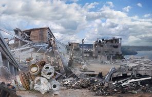 fantastic landscape in ruins