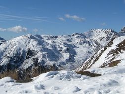 south tyrol in the snow under a blue sky