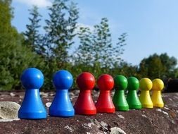 colorful Play stones in row outdoor