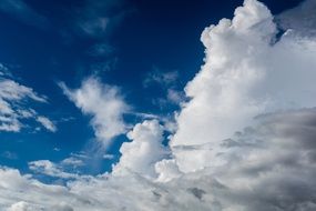 white fluffy clouds on blue sky