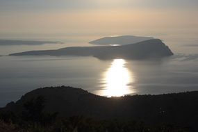 bright sunny strip on the surface of the Adrian Sea in Croatia