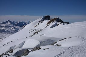 double angle of a mountain in the snow