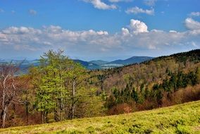 panorama of the Beskid mountain range in autumn