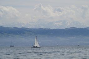 panorama of boats on lake constance