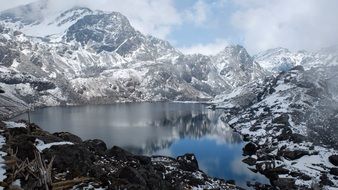 Nepal Mountains Bergsee